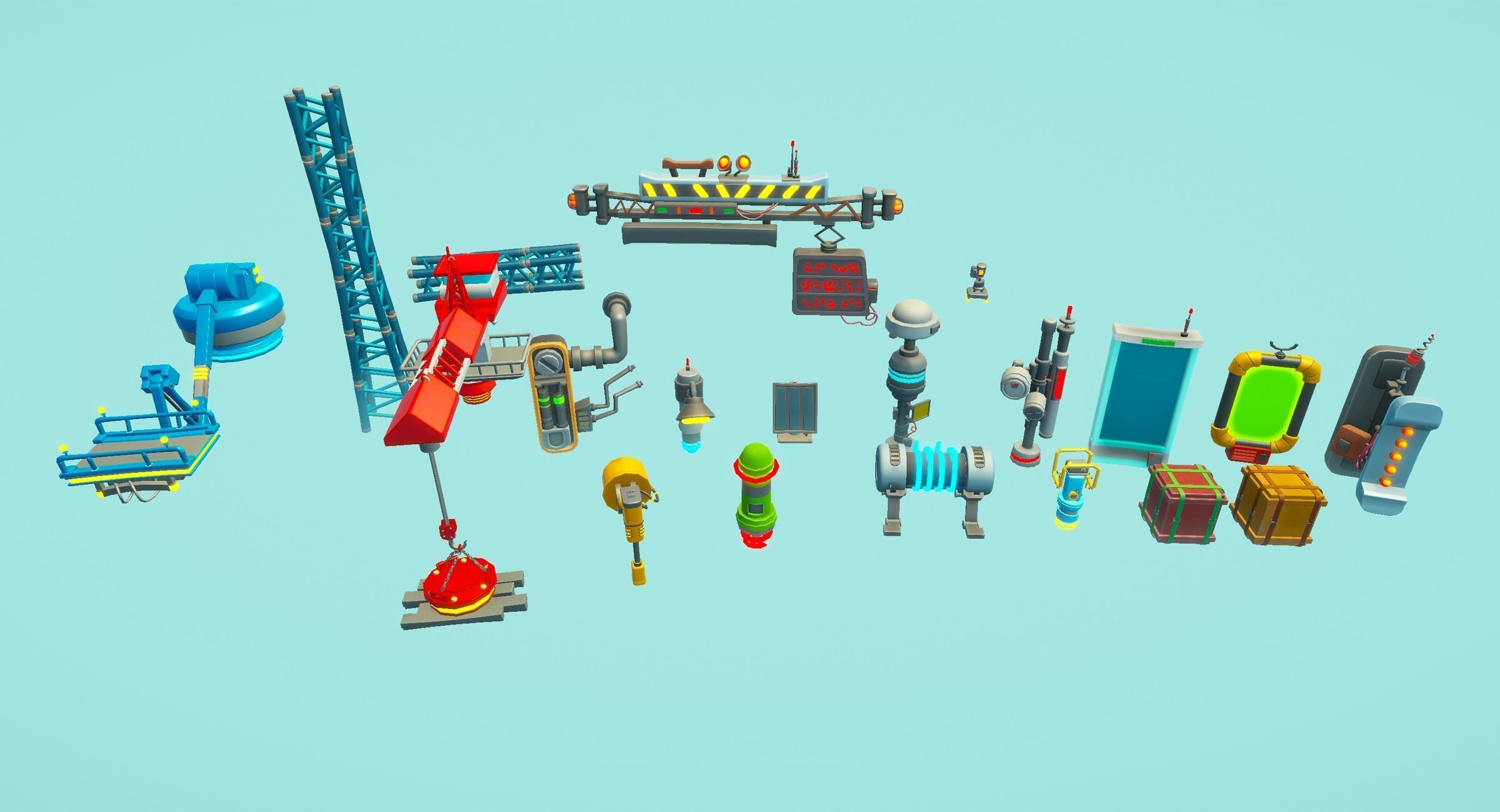 Stylized Sci-fi City Low-poly 3D model_8