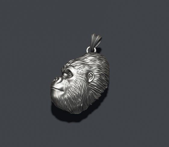 Gorilla basrelief pendant 3D print model_5