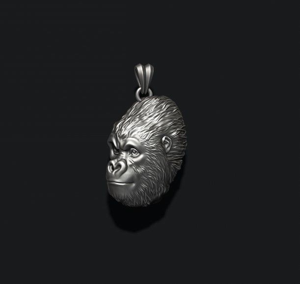 Gorilla basrelief pendant 3D print model_3