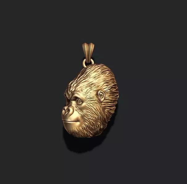 Gorilla basrelief pendant 3D print model_0