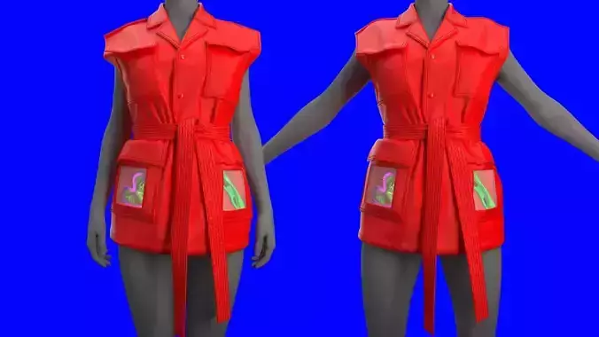 Utility Vest Tied Around Waist Fitted to Gen8 Body Mesh 