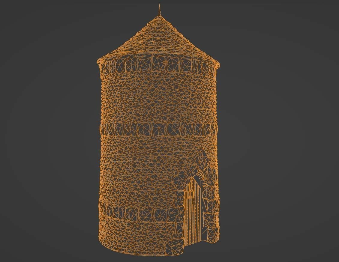 Castle Tower - Medieval Stone Turret Low-Poly Game Asset Low-poly 3D model_4