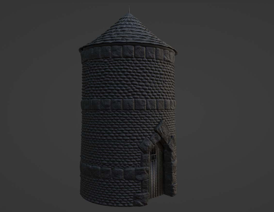 Castle Tower - Medieval Stone Turret Low-Poly Game Asset Low-poly 3D model_2