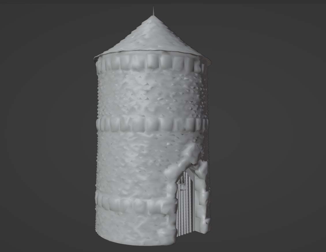 Castle Tower - Medieval Stone Turret Low-Poly Game Asset Low-poly 3D model_3
