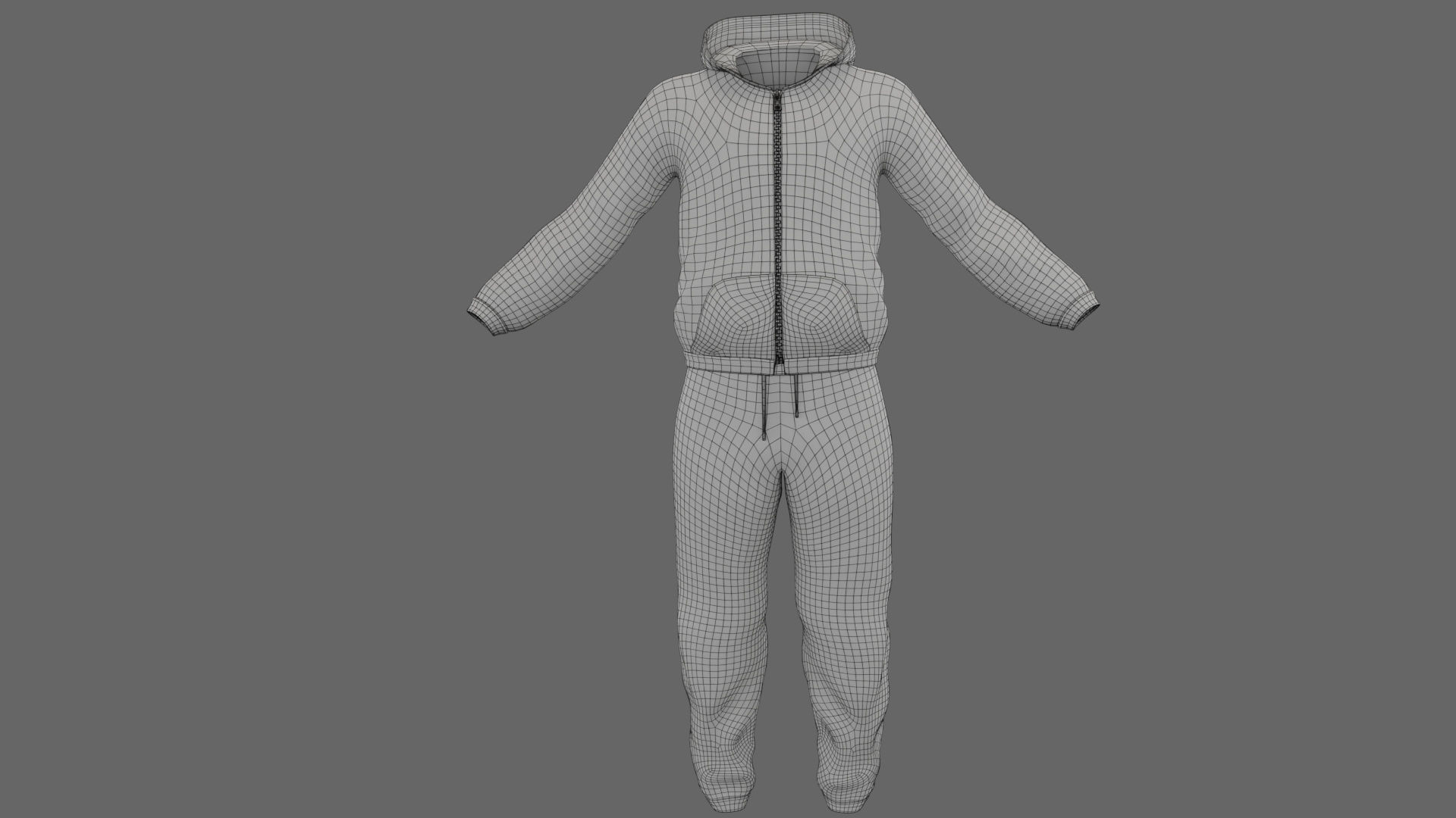 Man Hoodie withPants Low-poly 3D model_15