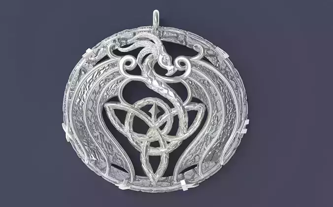 Celtic pendant with trixel and dragon 3D print model
