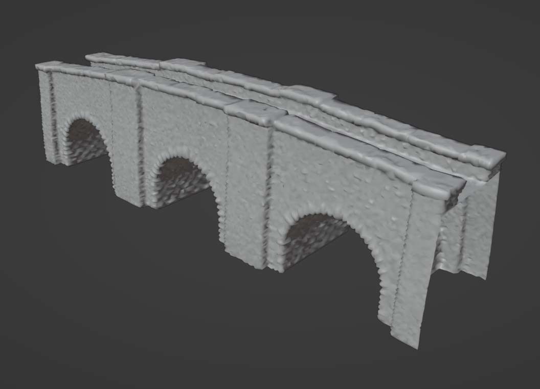 Large Medieval Bridge Low-Poly Stone Game Asset Low-poly 3D model_3