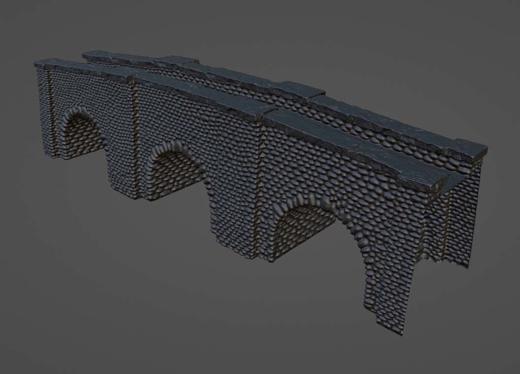 Large Medieval Bridge Low-Poly Stone Game Asset Low-poly 3D model_2