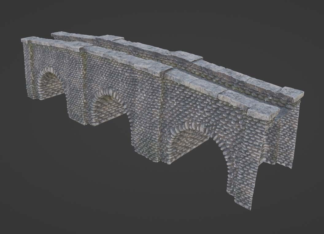 Large Medieval Bridge Low-Poly Stone Game Asset Low-poly 3D model_1