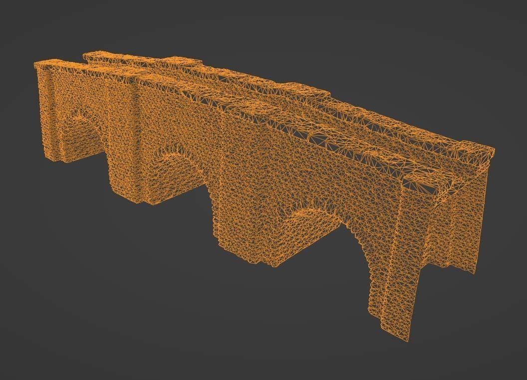 Large Medieval Bridge Low-Poly Stone Game Asset Low-poly 3D model_4