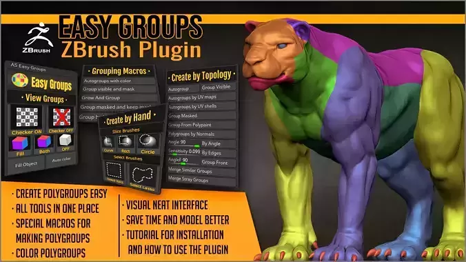 Easy Groups ZBrush Plugin 3D model