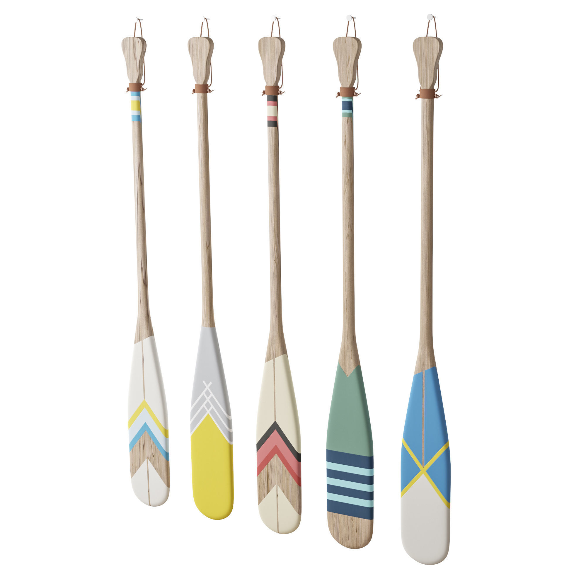 Set of painted oars 3D model_6