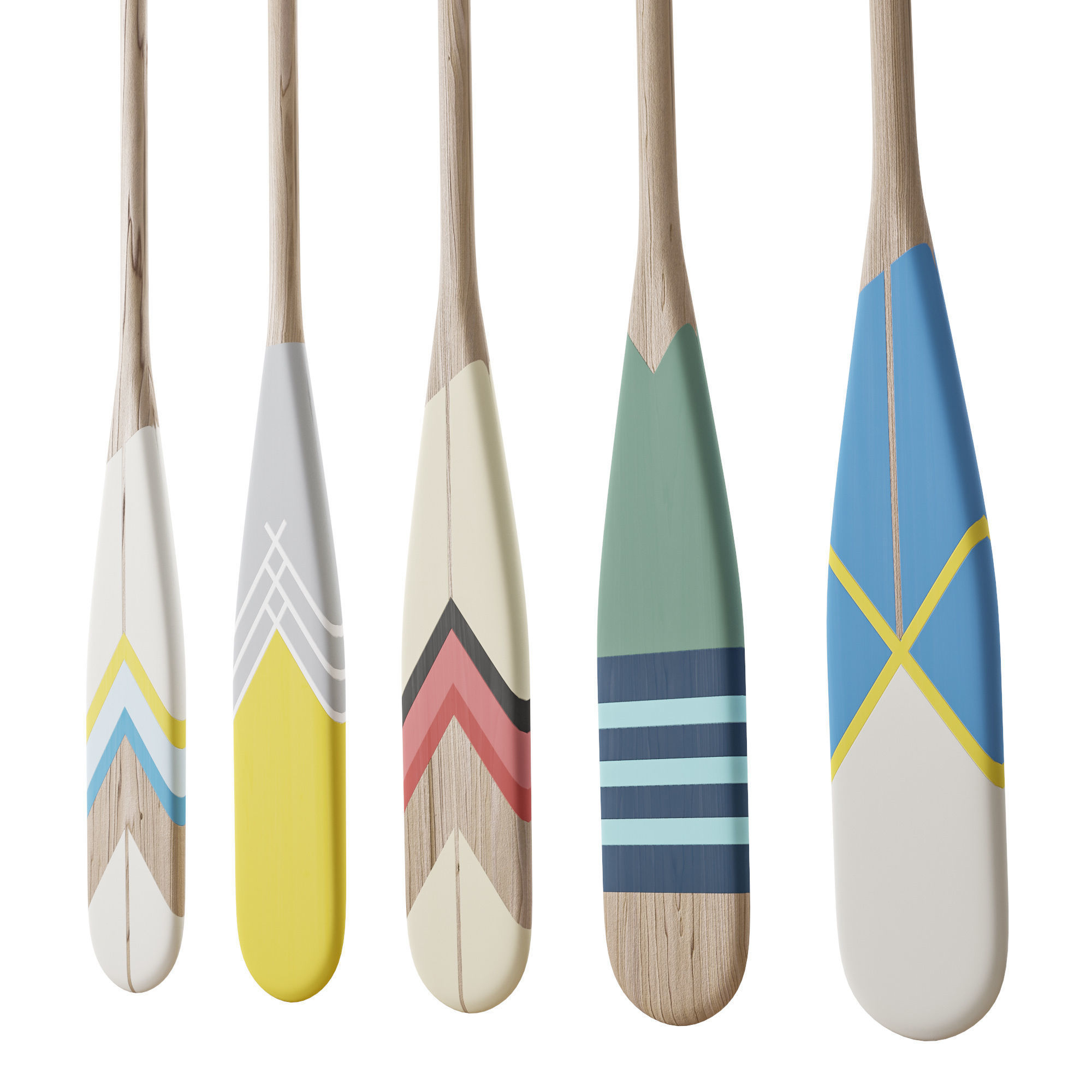 Set of painted oars 3D model_14
