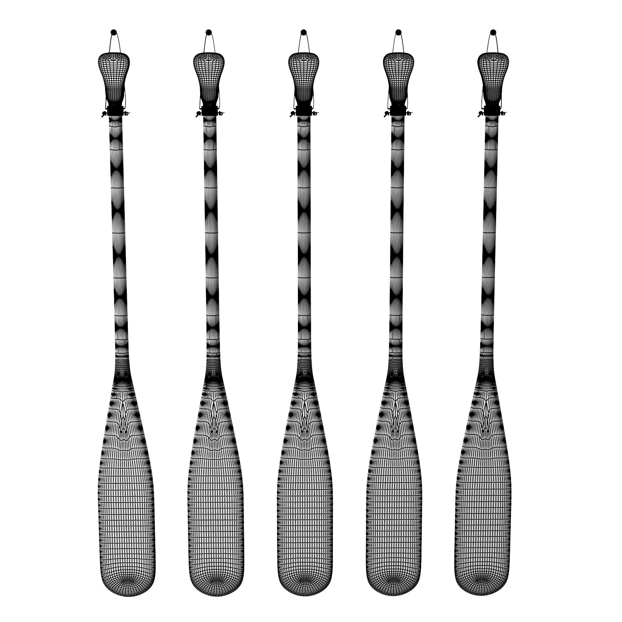 Set of painted oars 3D model_5