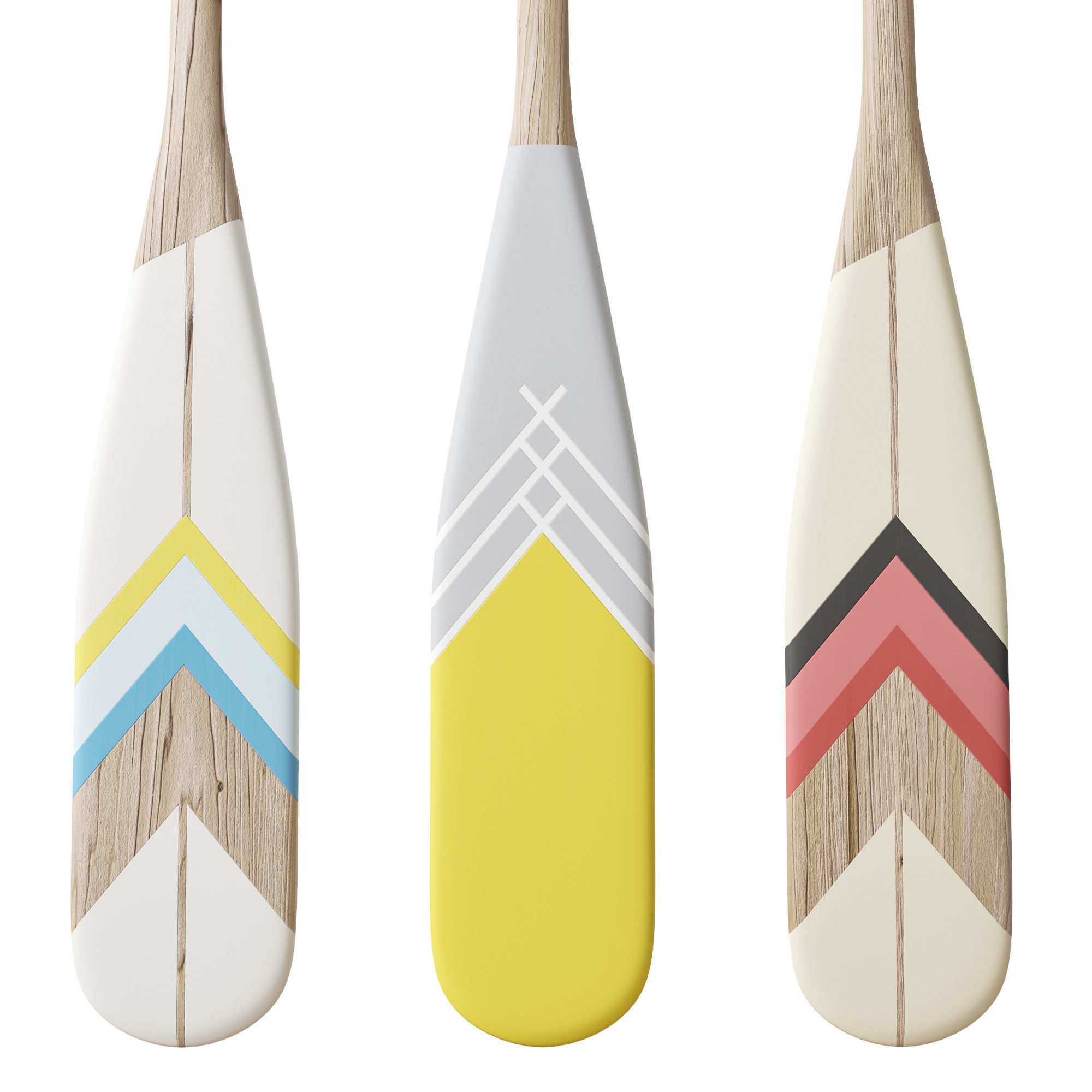 Set of painted oars 3D model_10