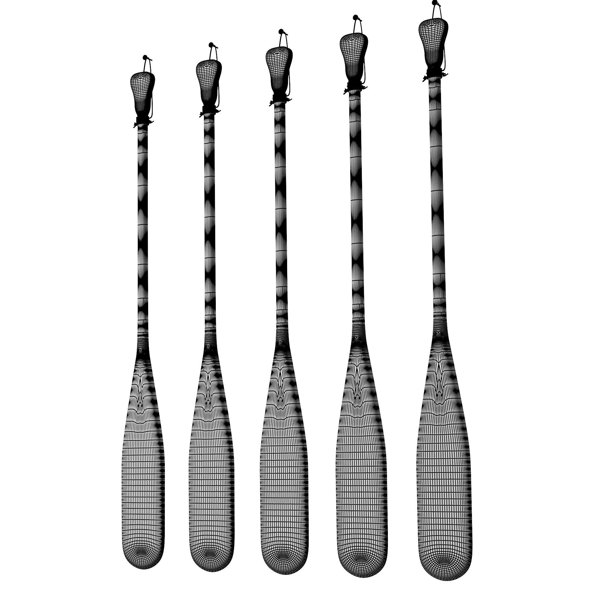 Set of painted oars 3D model_3