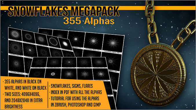 Snowflakes Megapack 355 Alphas 3D model