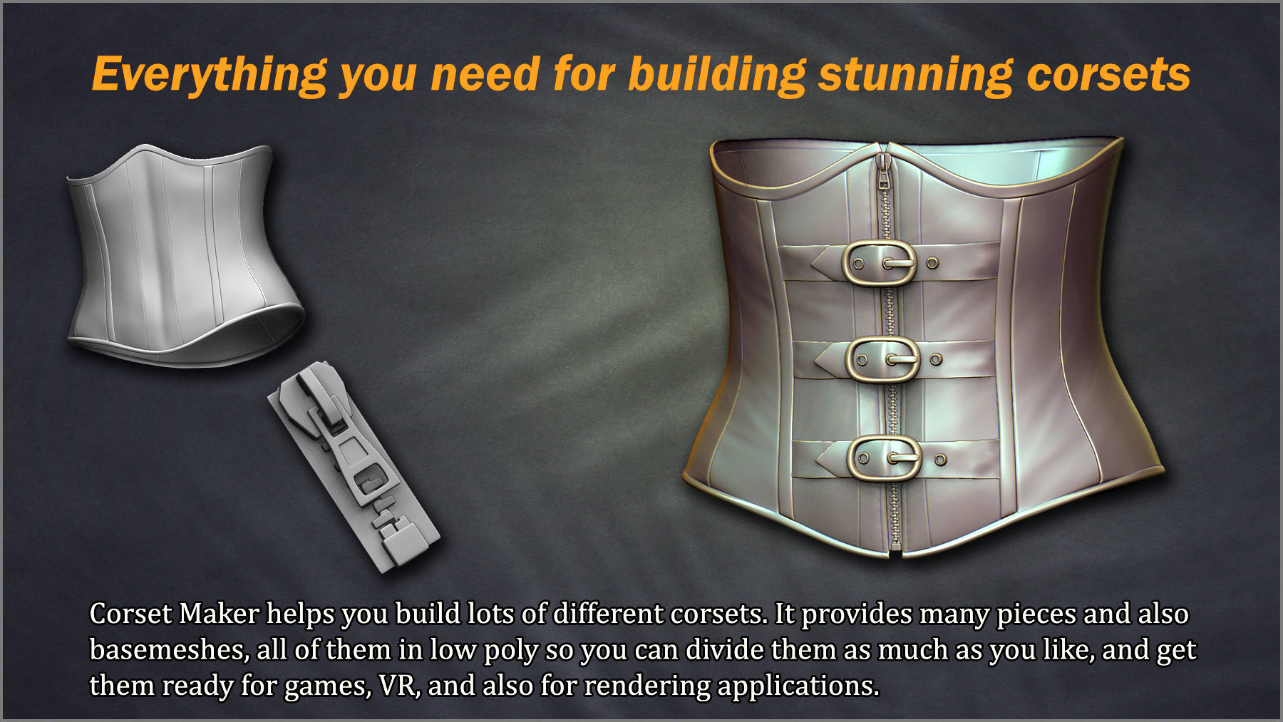 Corset Maker ZBrush brushes and Basemeshes 3D model_4