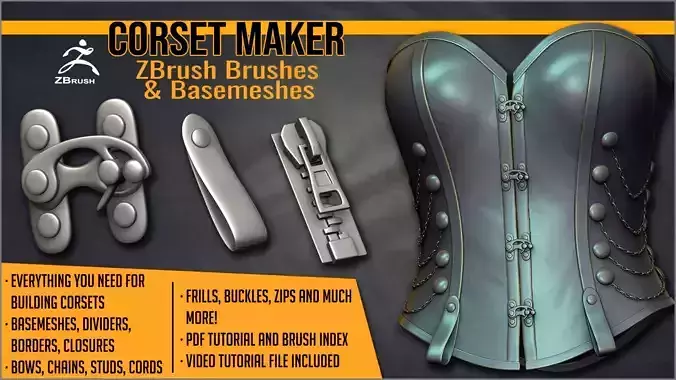 Corset Maker ZBrush brushes and Basemeshes 3D model