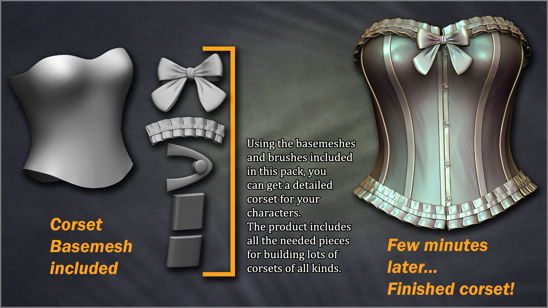 Corset Maker ZBrush brushes and Basemeshes 3D model_2