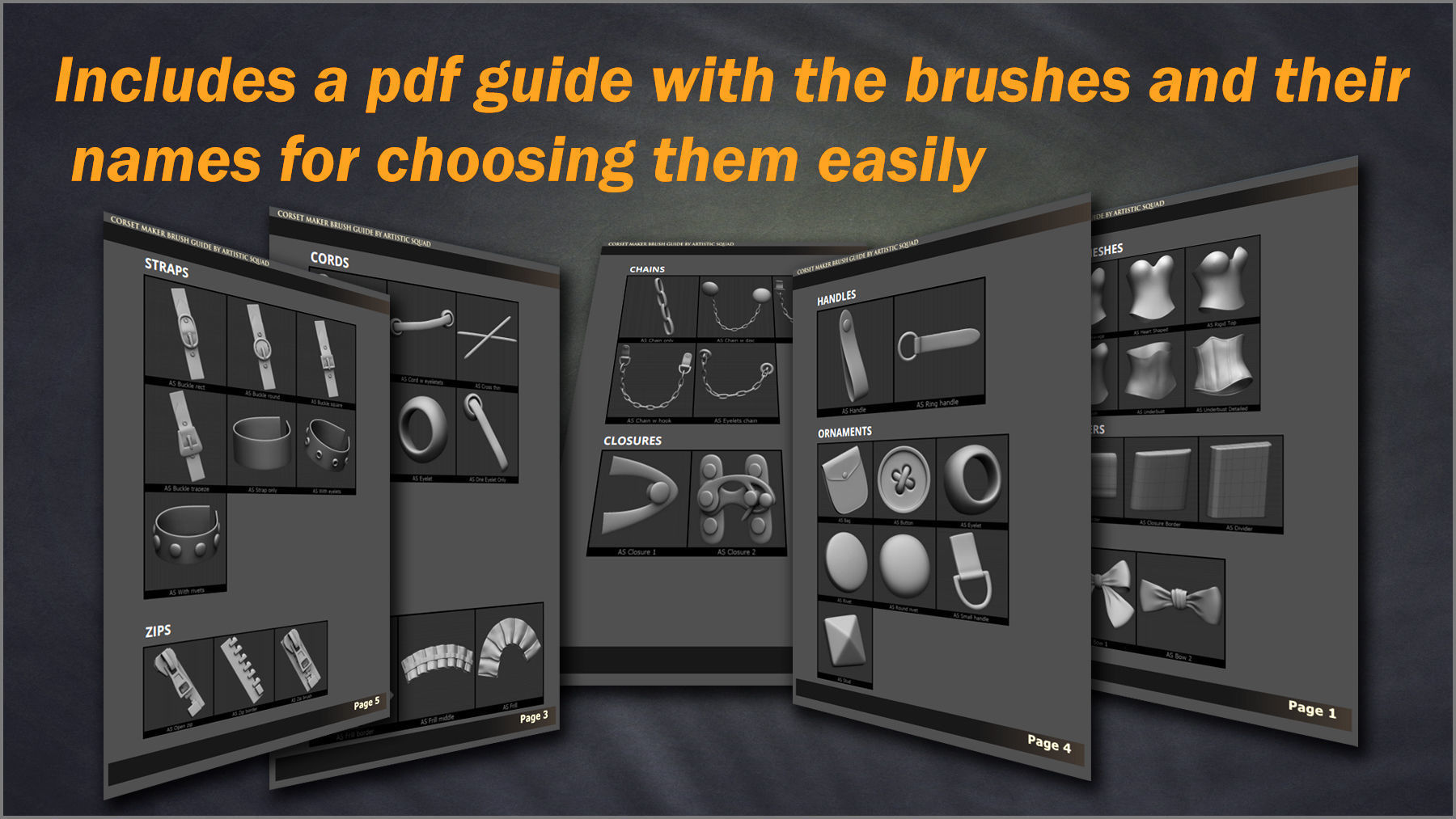 Corset Maker ZBrush brushes and Basemeshes 3D model_11
