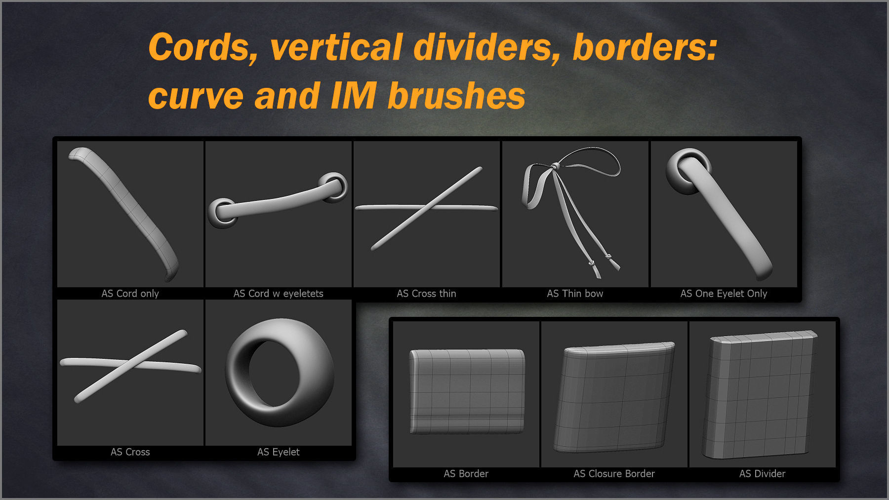 Corset Maker ZBrush brushes and Basemeshes 3D model_8