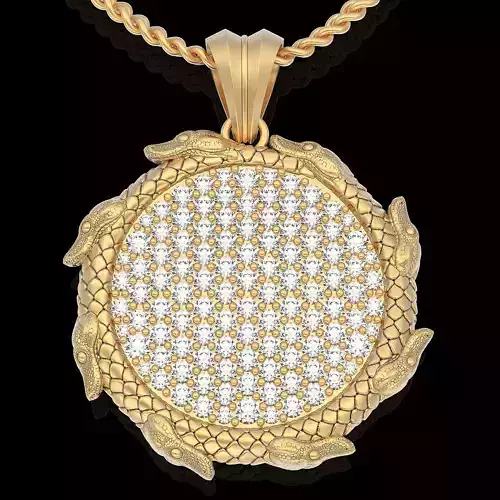 Snake pendant silver gold printable jewelry 3D model