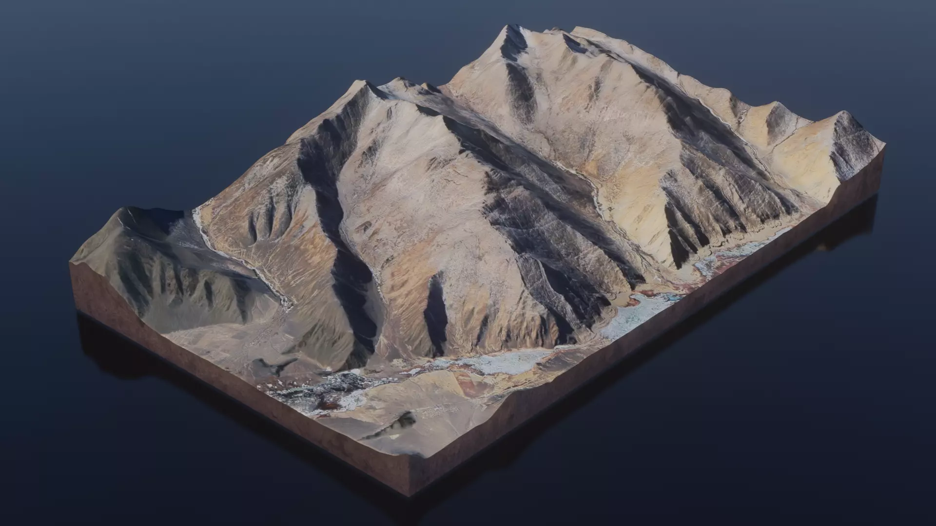 Desert Terrain Model- Endless Adventures mountain in middle o... Free low-poly 3D model_0