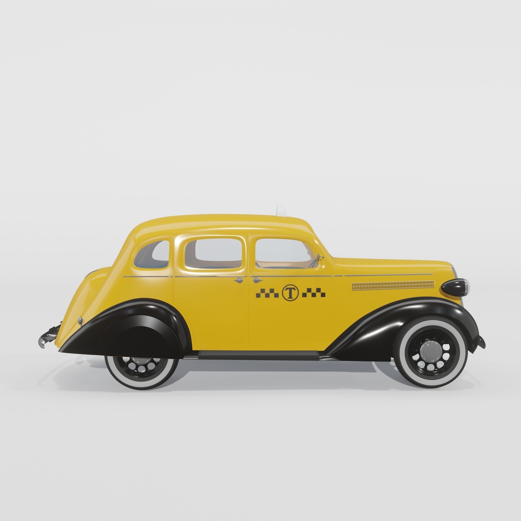 3D Dodge Sedan Taxi 3D model_3