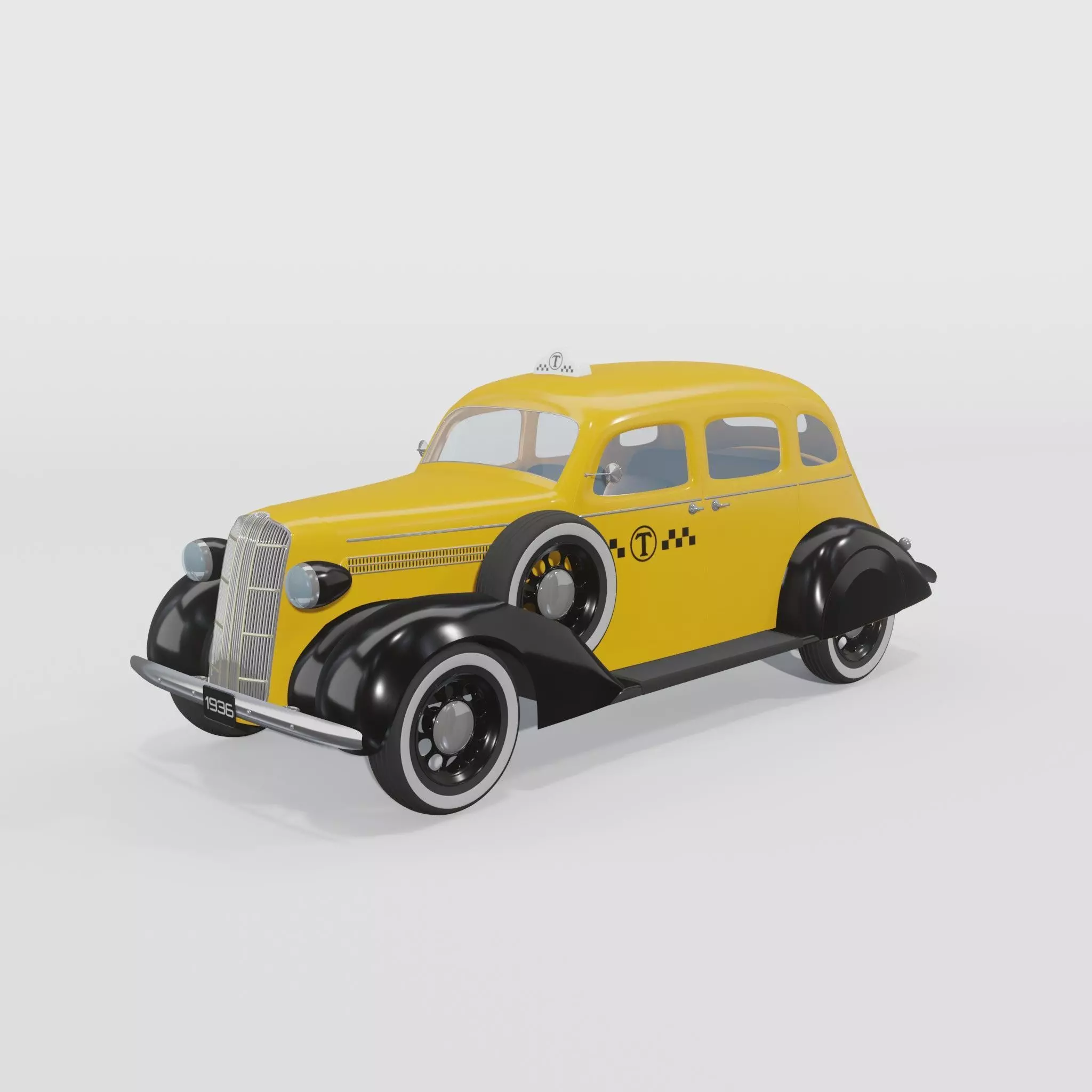 3D Dodge Sedan Taxi 3D model_0