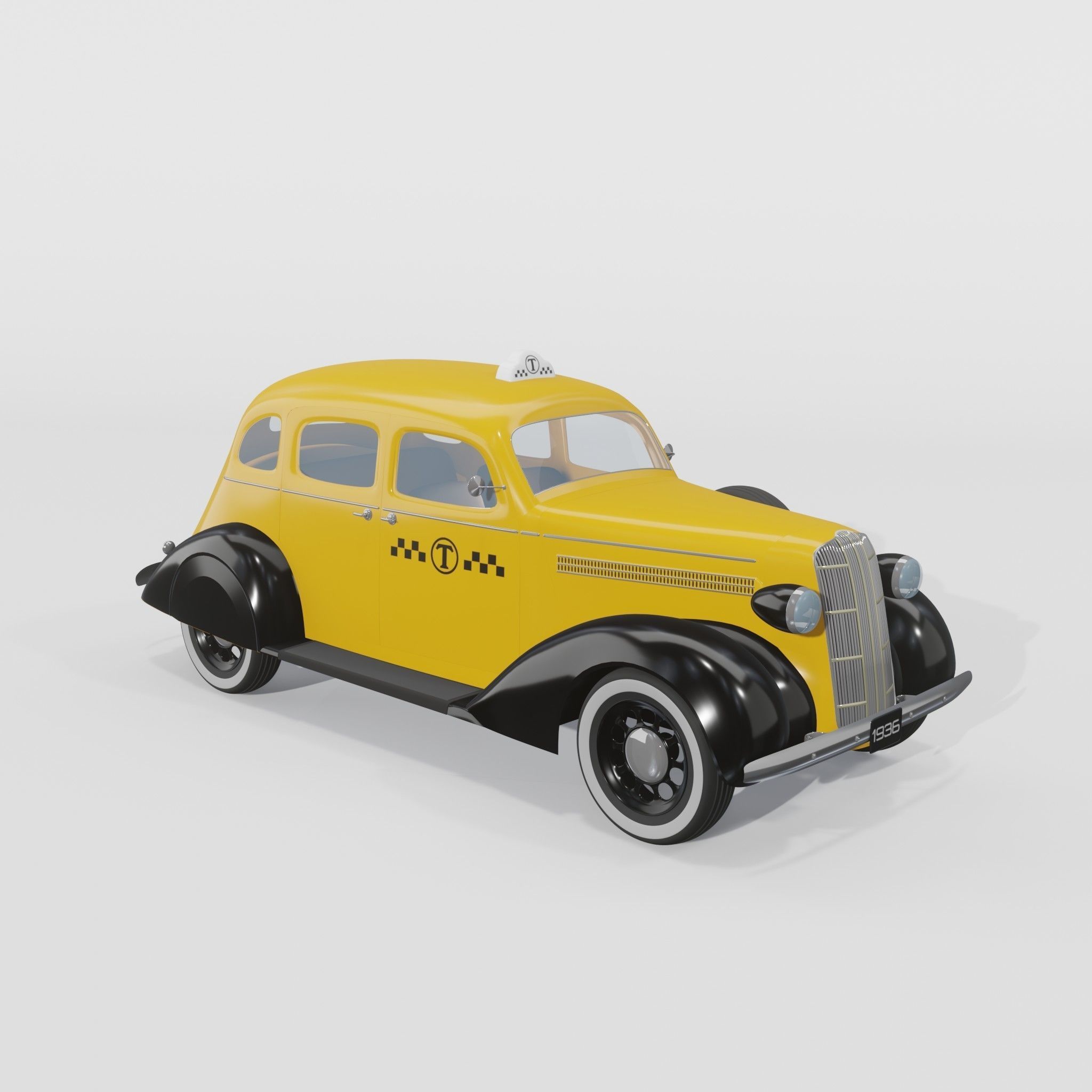 3D Dodge Sedan Taxi 3D model_2