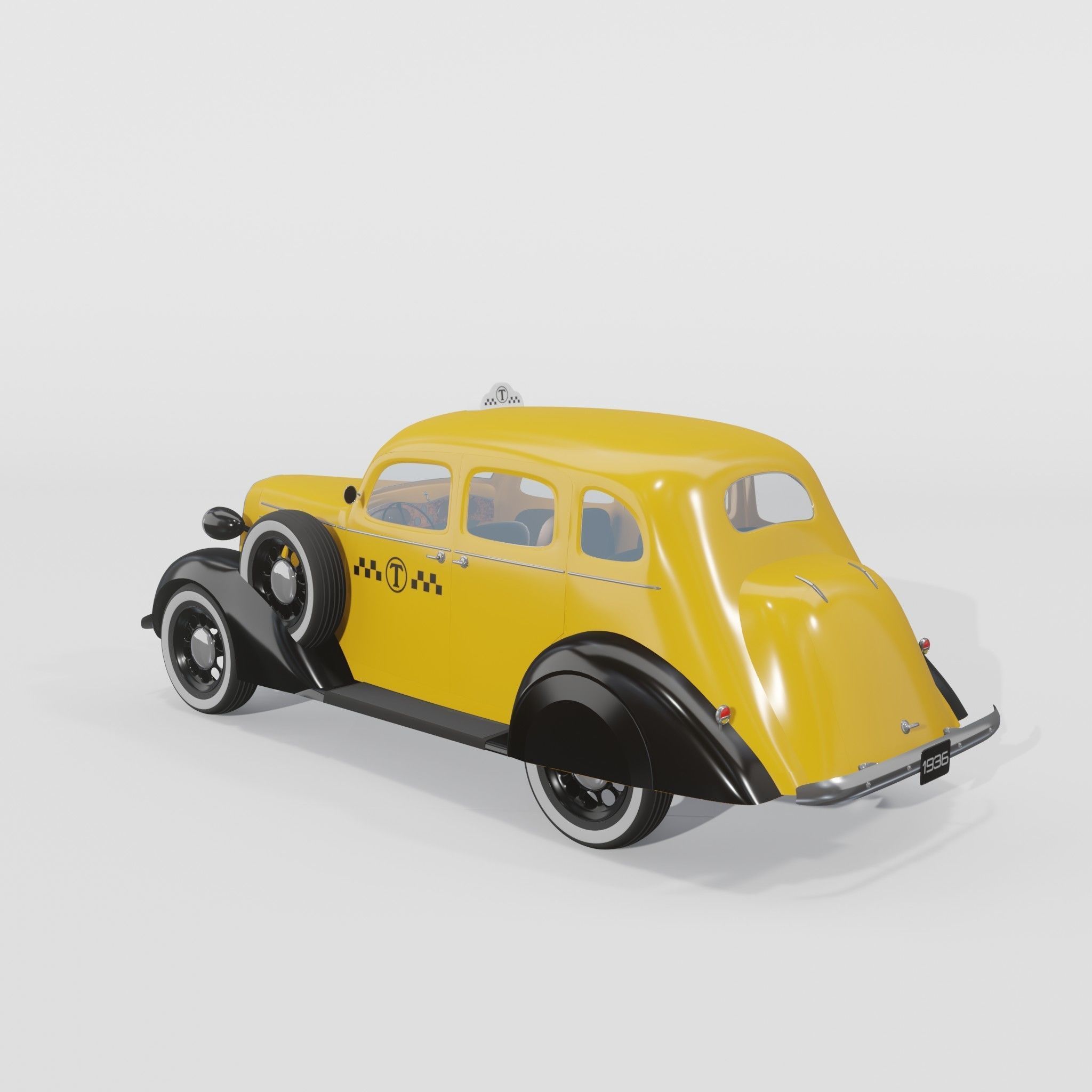3D Dodge Sedan Taxi 3D model_1