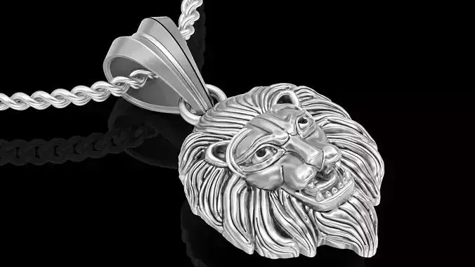 Lion pendant silver gold printable jewelry 3D model