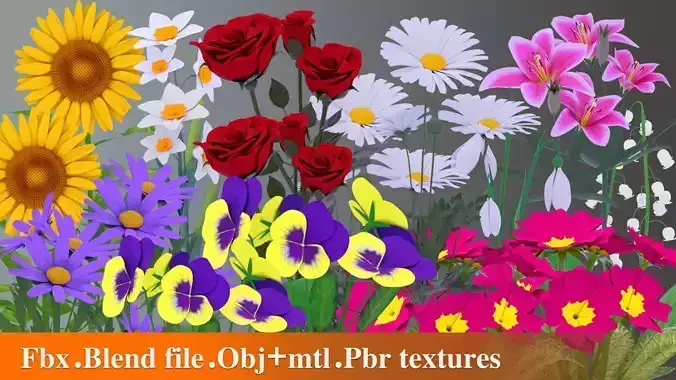 3D GARDEN FLOWER PACK-GAME READY