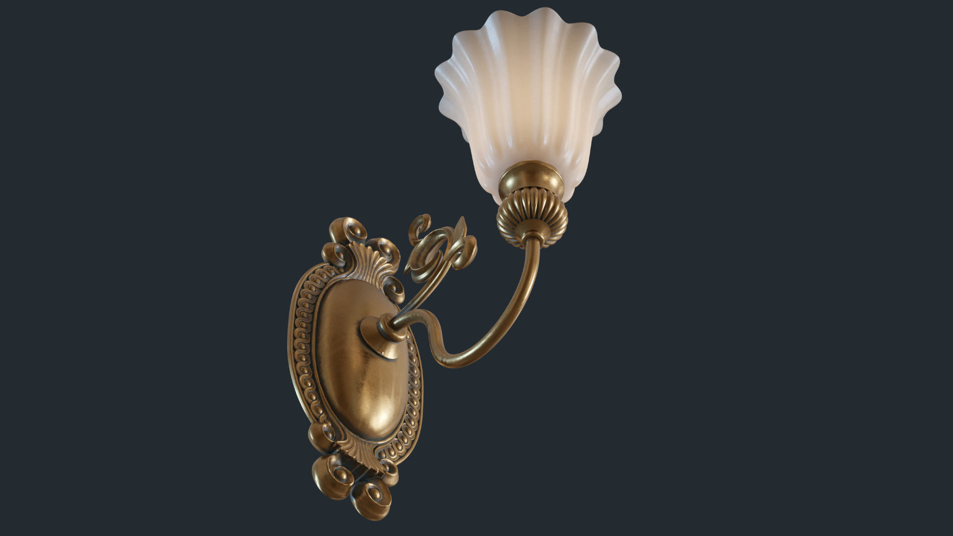 Ornamental Sconce High and Low Poly - Game Ready Low-poly 3D model_3