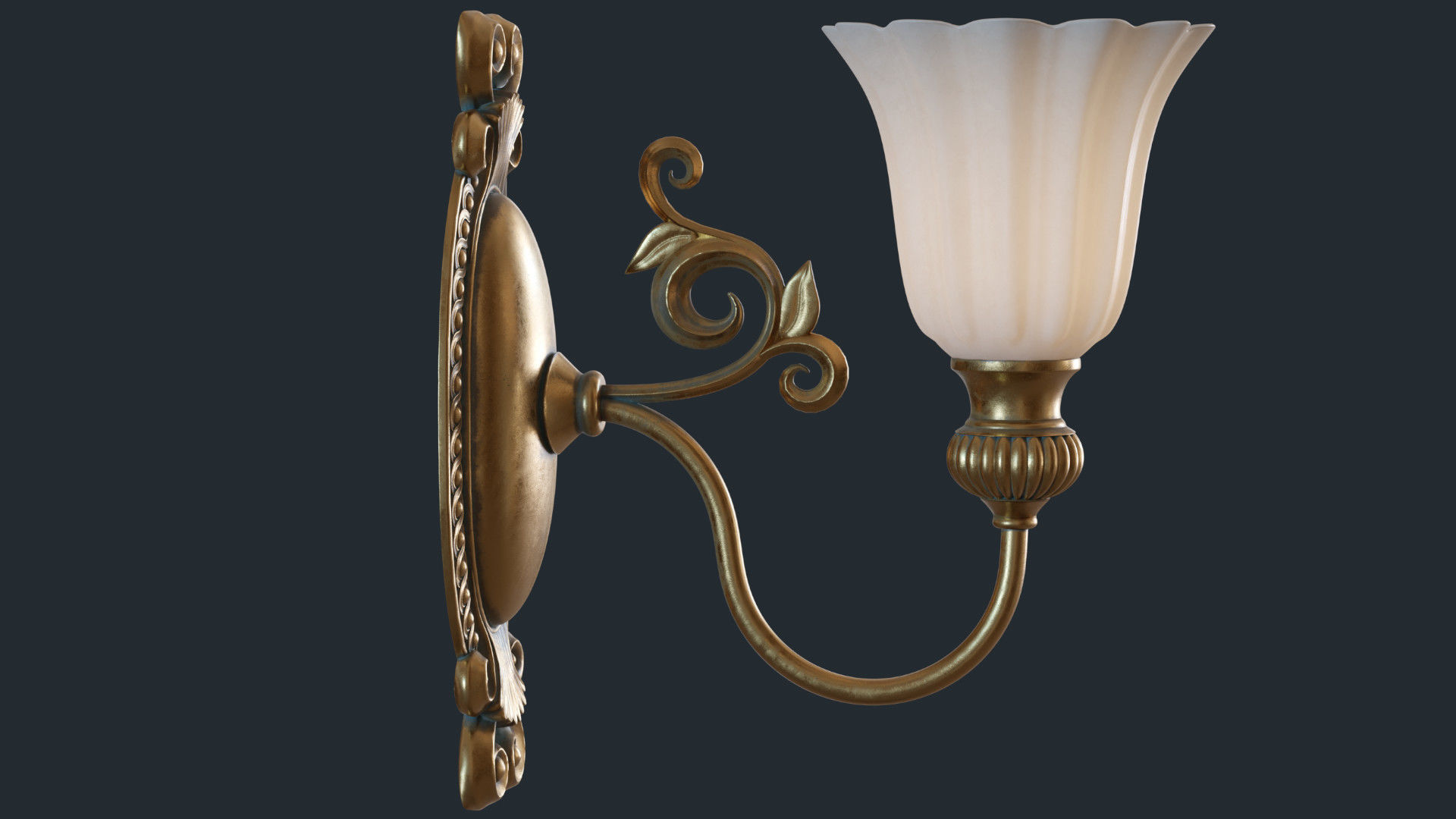 Ornamental Sconce High and Low Poly - Game Ready Low-poly 3D model_2