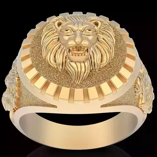 Lion ring silver gold printable jewelry 3D model 