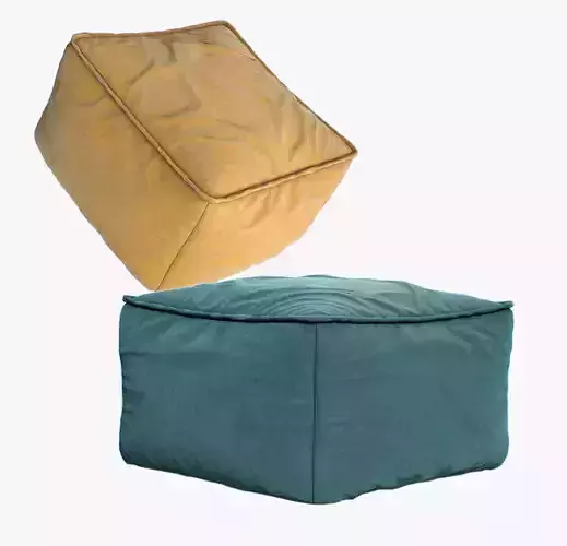 Square velvet Pouf in blue yellow Pack