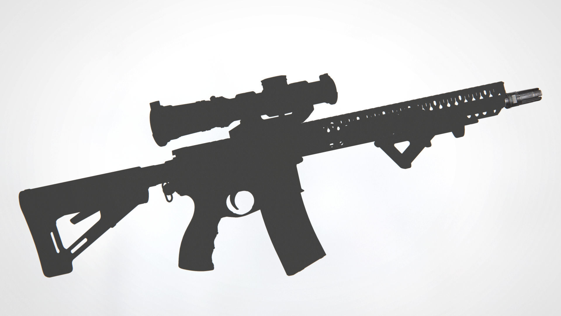 SOCOM-556 4-Prong Flash Hider Low-poly 3D model_6