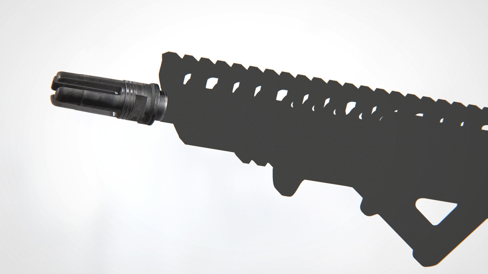 SOCOM-556 4-Prong Flash Hider Low-poly 3D model_5