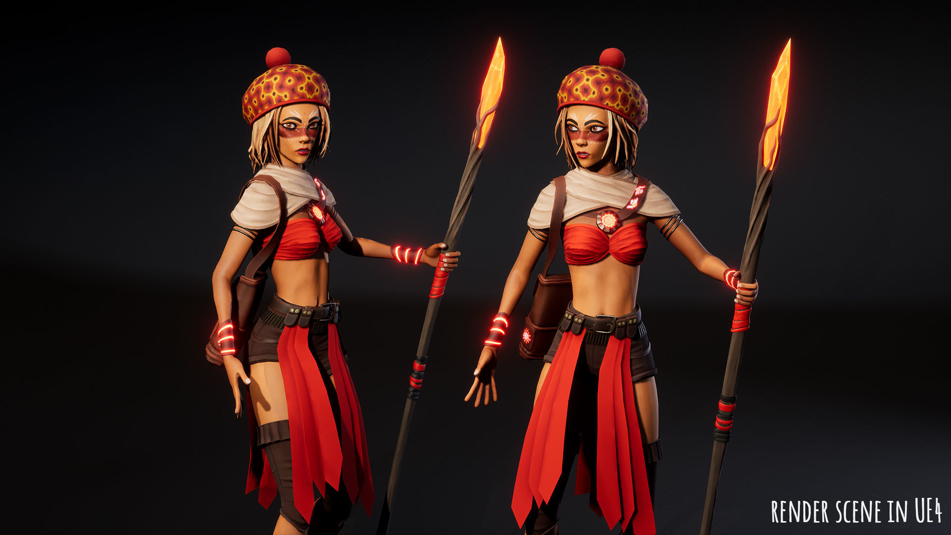 Female Red Mage Low-poly 3D model_21