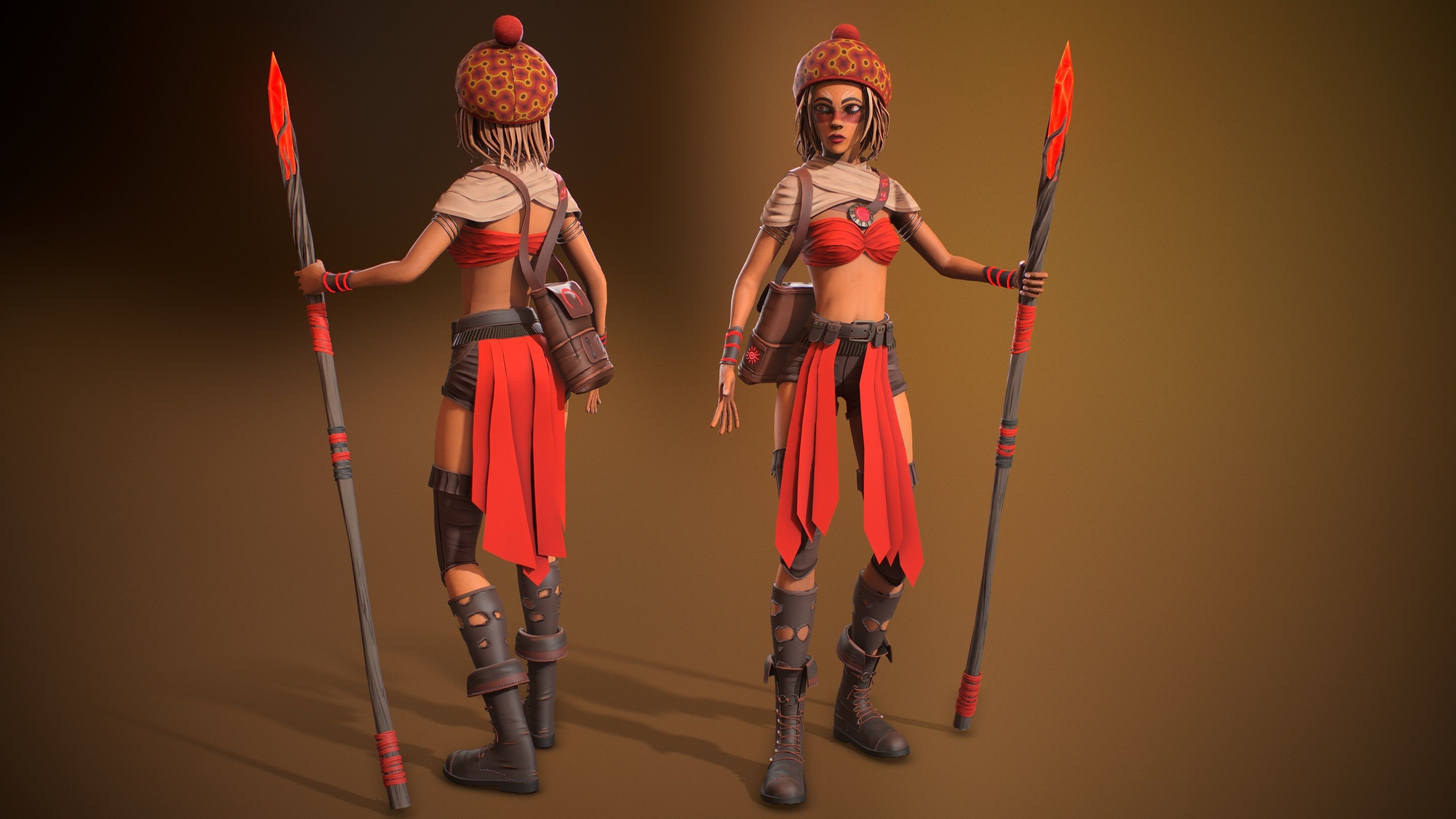 Female Red Mage Low-poly 3D model_27