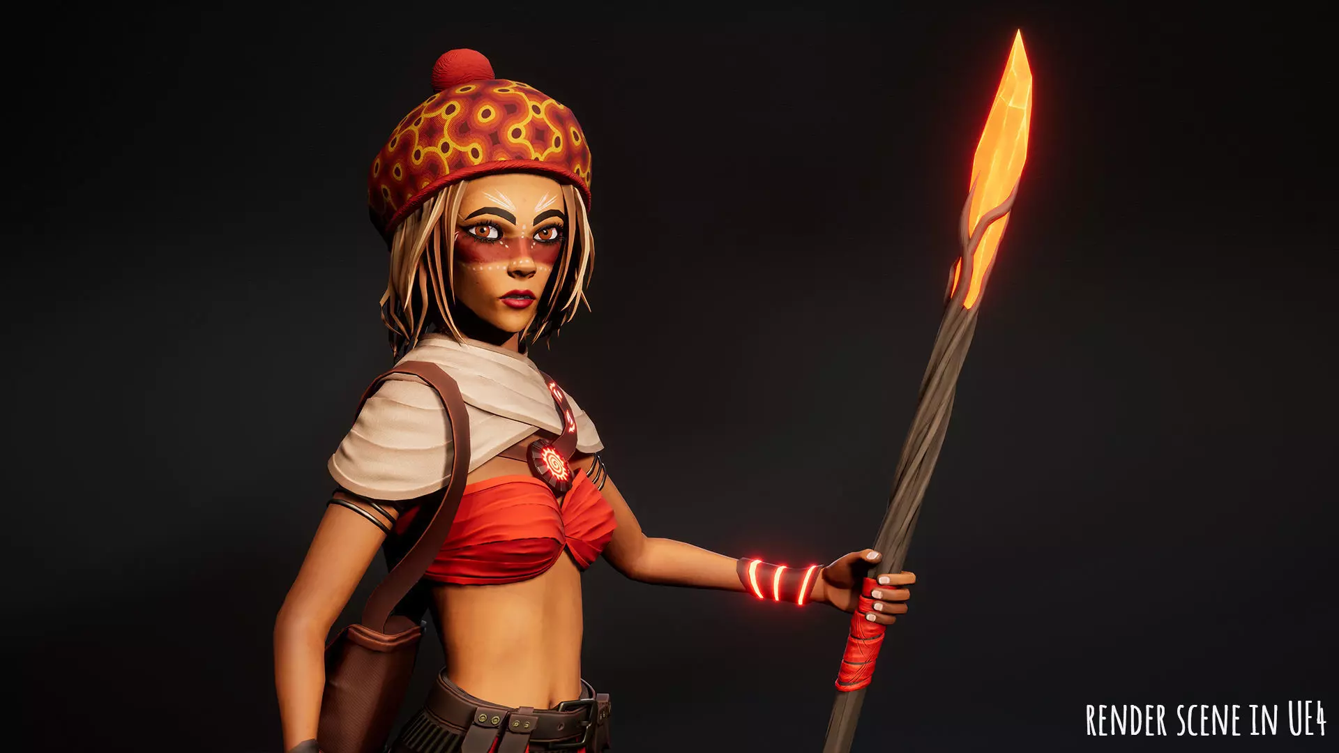 Female Red Mage Low-poly 3D model_0