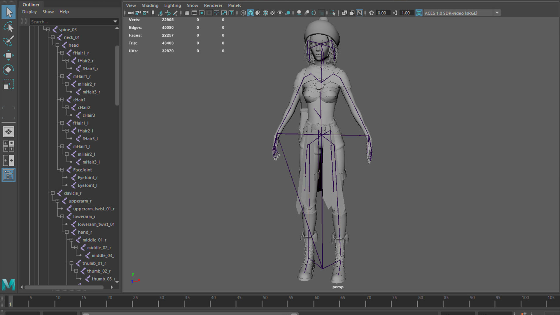 Female Red Mage Low-poly 3D model_23