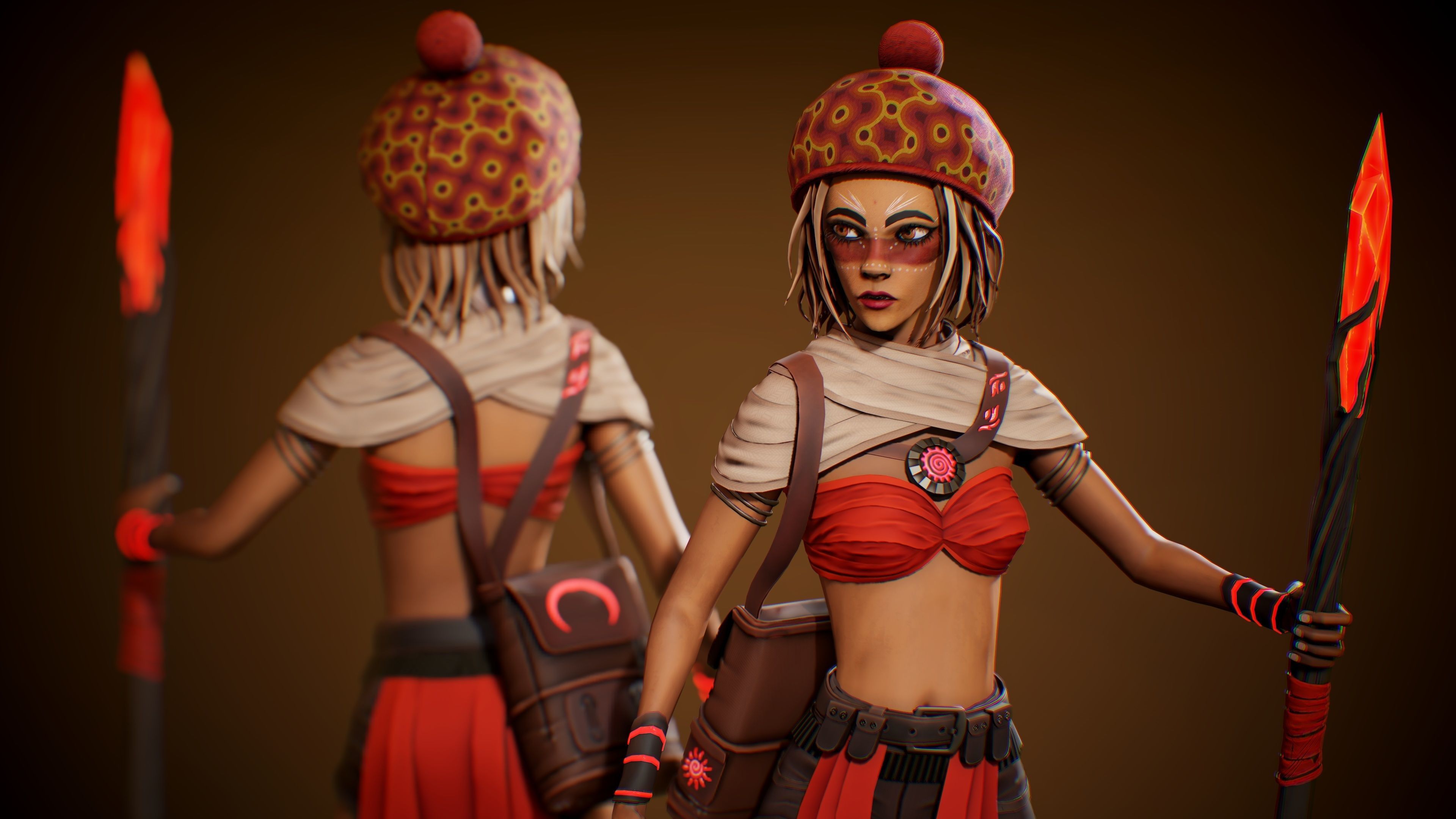 Female Red Mage Low-poly 3D model_7
