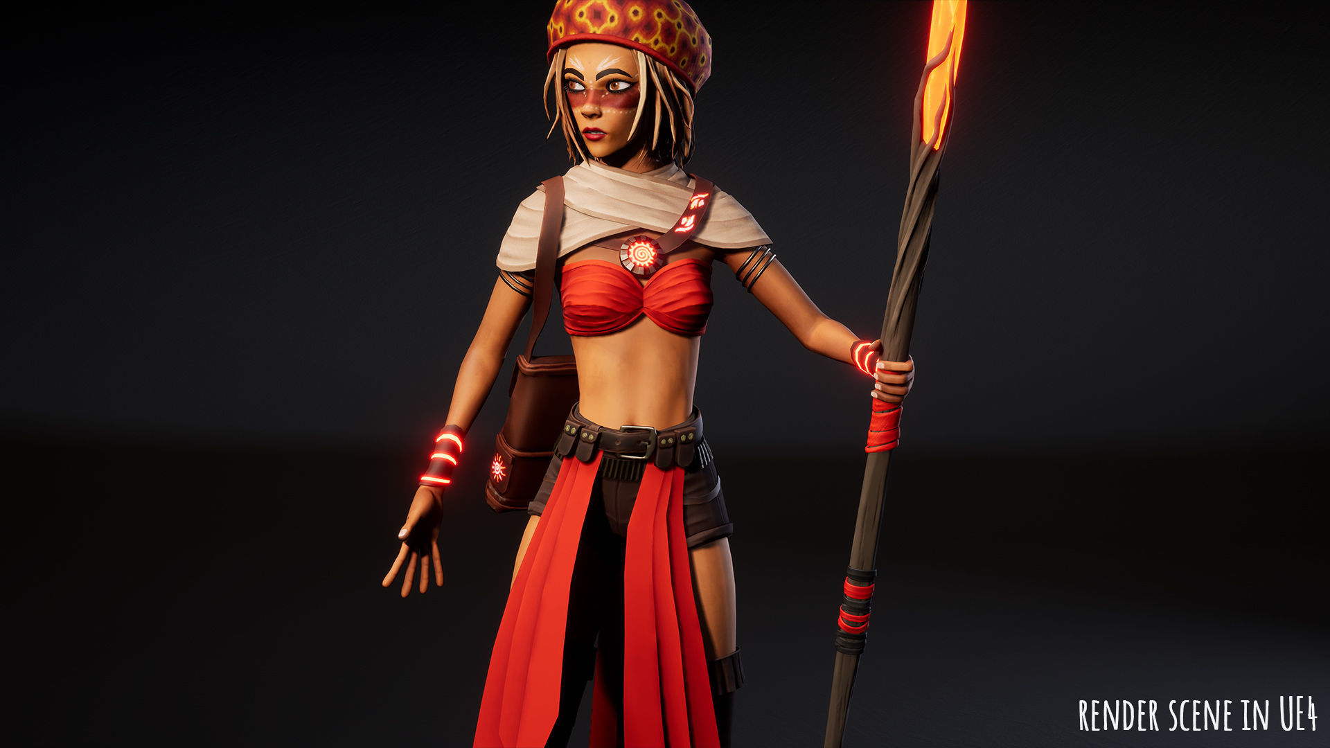 Female Red Mage Low-poly 3D model_10