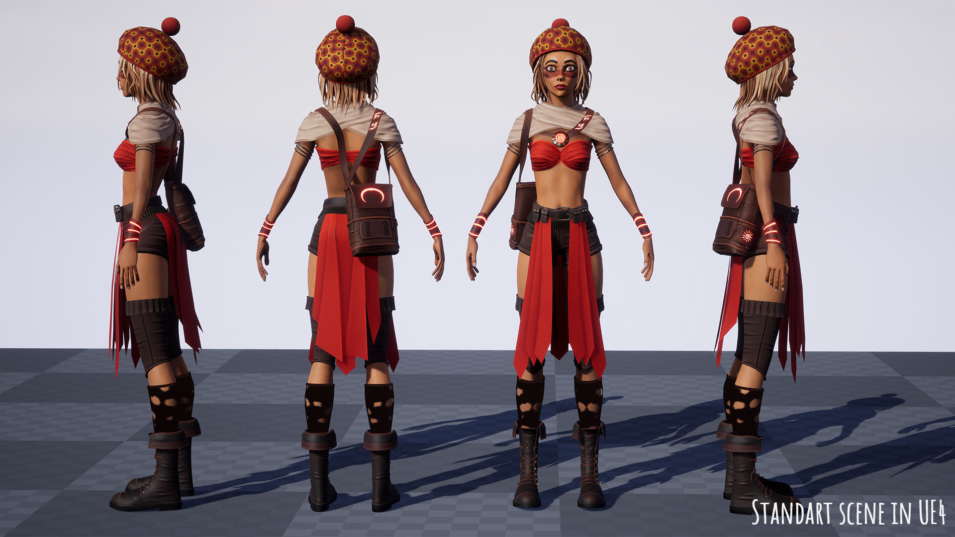 Female Red Mage Low-poly 3D model_13