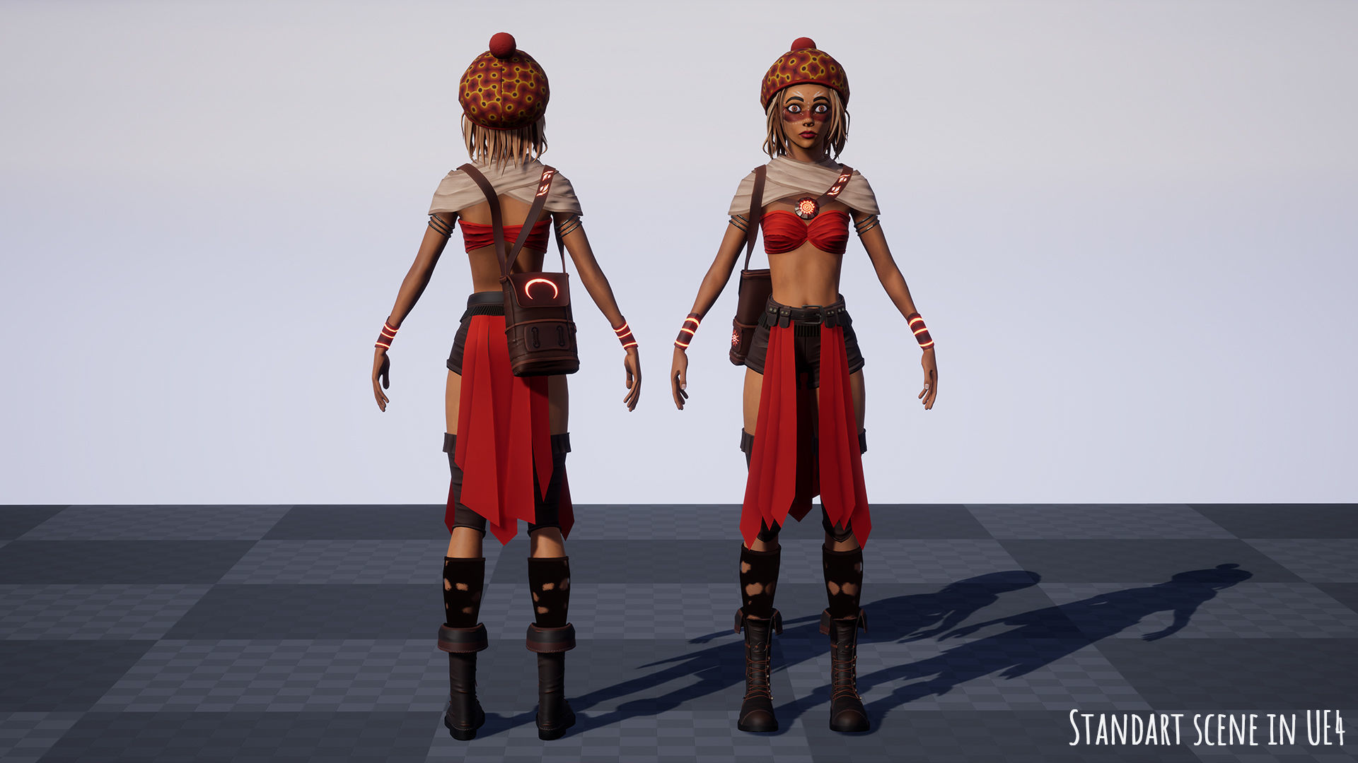 Female Red Mage Low-poly 3D model_16