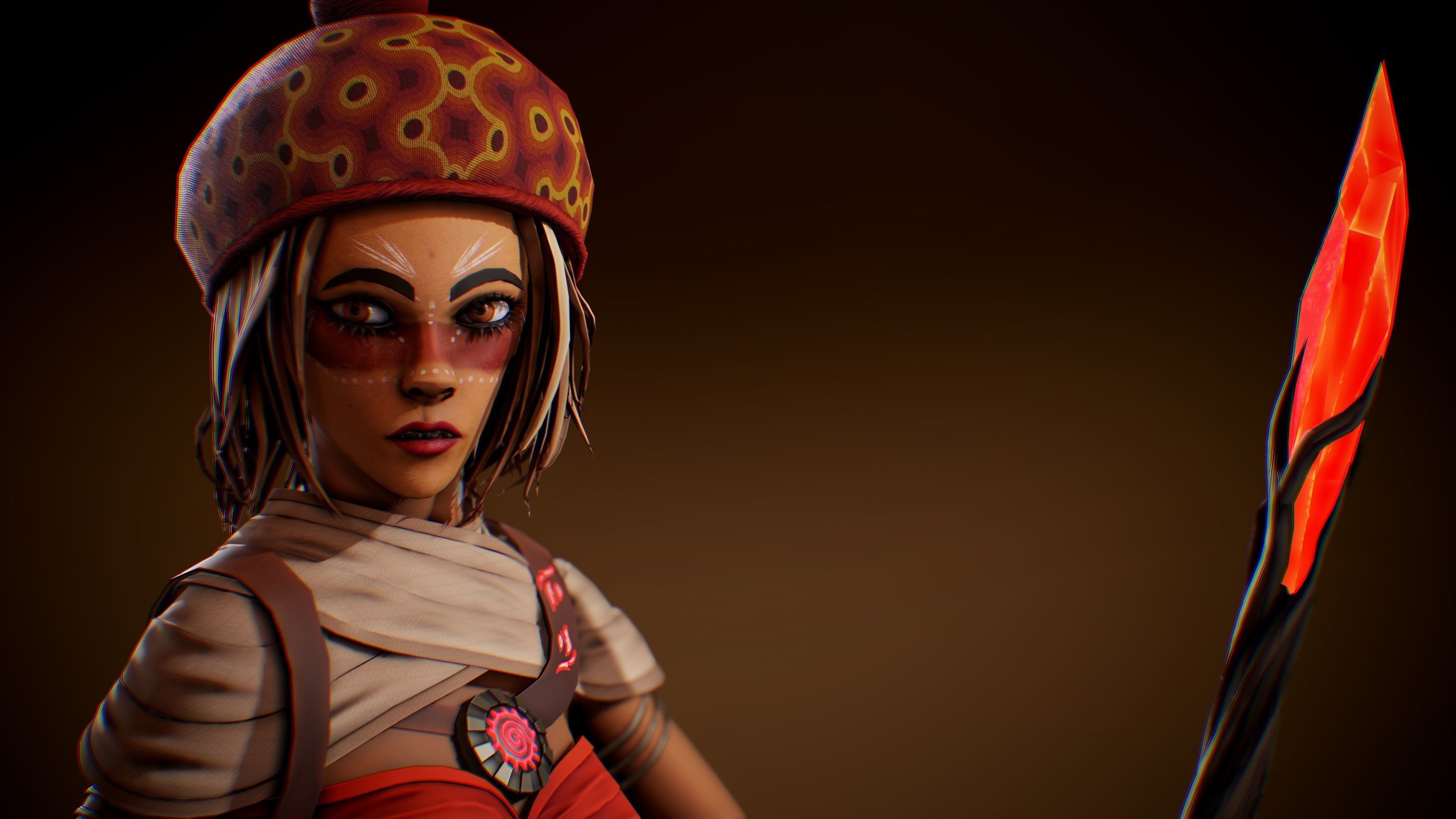 Female Red Mage Low-poly 3D model_6