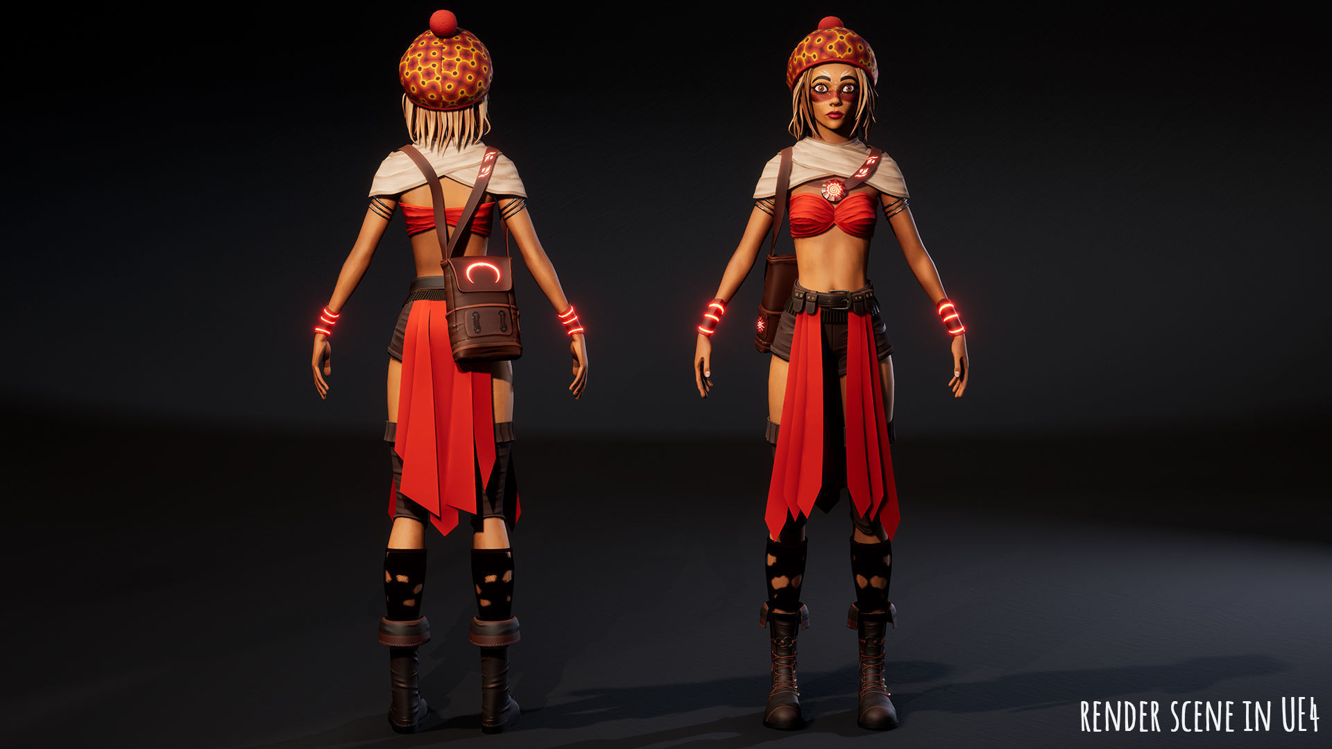 Female Red Mage Low-poly 3D model_12